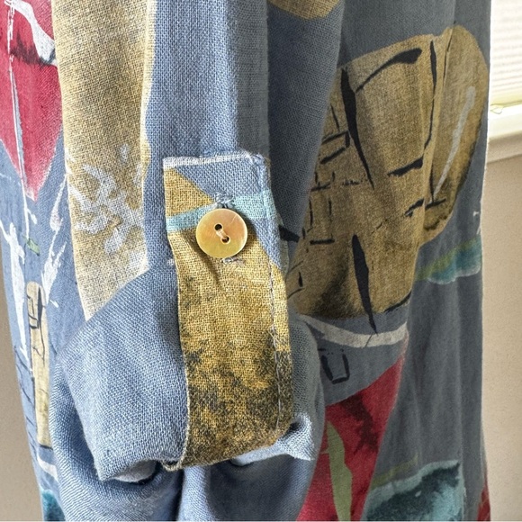 Cristina Vergani Women’s Abstract Linen-blend Dress - Size Large - Picture 7 of 12